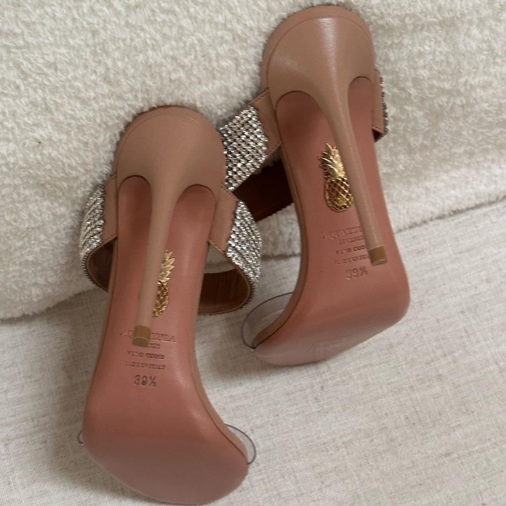 NEW Aquazzura Nude PVC & Crystal High Heel Sandals 39.5 (8.5-9.5), $1190 Retail - Picture 14 of 14